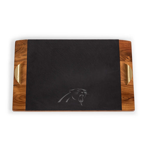 Covina Serving Tray - Acacia Wood & Slate Black with Gold Accents